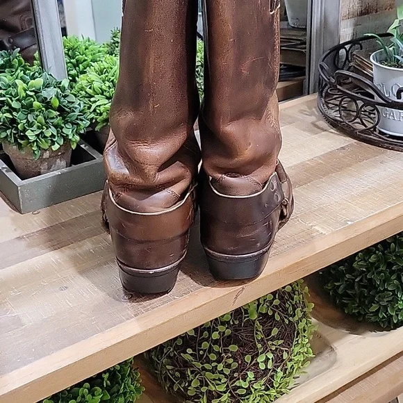FRYE Women's Harness Boots Rustic Brown Low Heeled, Sz 10, Western, Moto, Biker - Picture 6 of 11